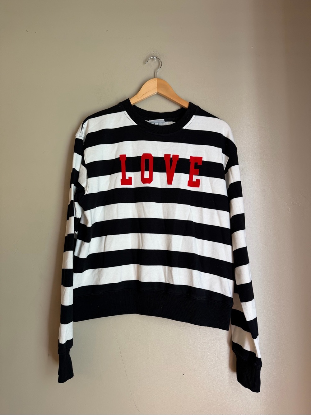 The Greii Sweatshirt Black White Striped Striped LOVE Fall Nautical LoungeWear